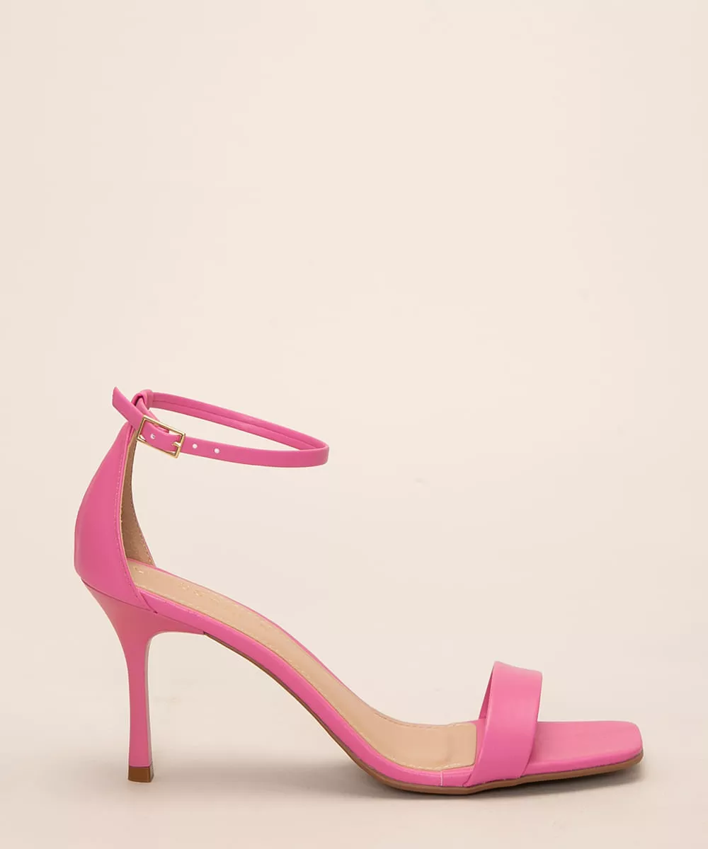 sandália feminina salto médio fino oneself pink
