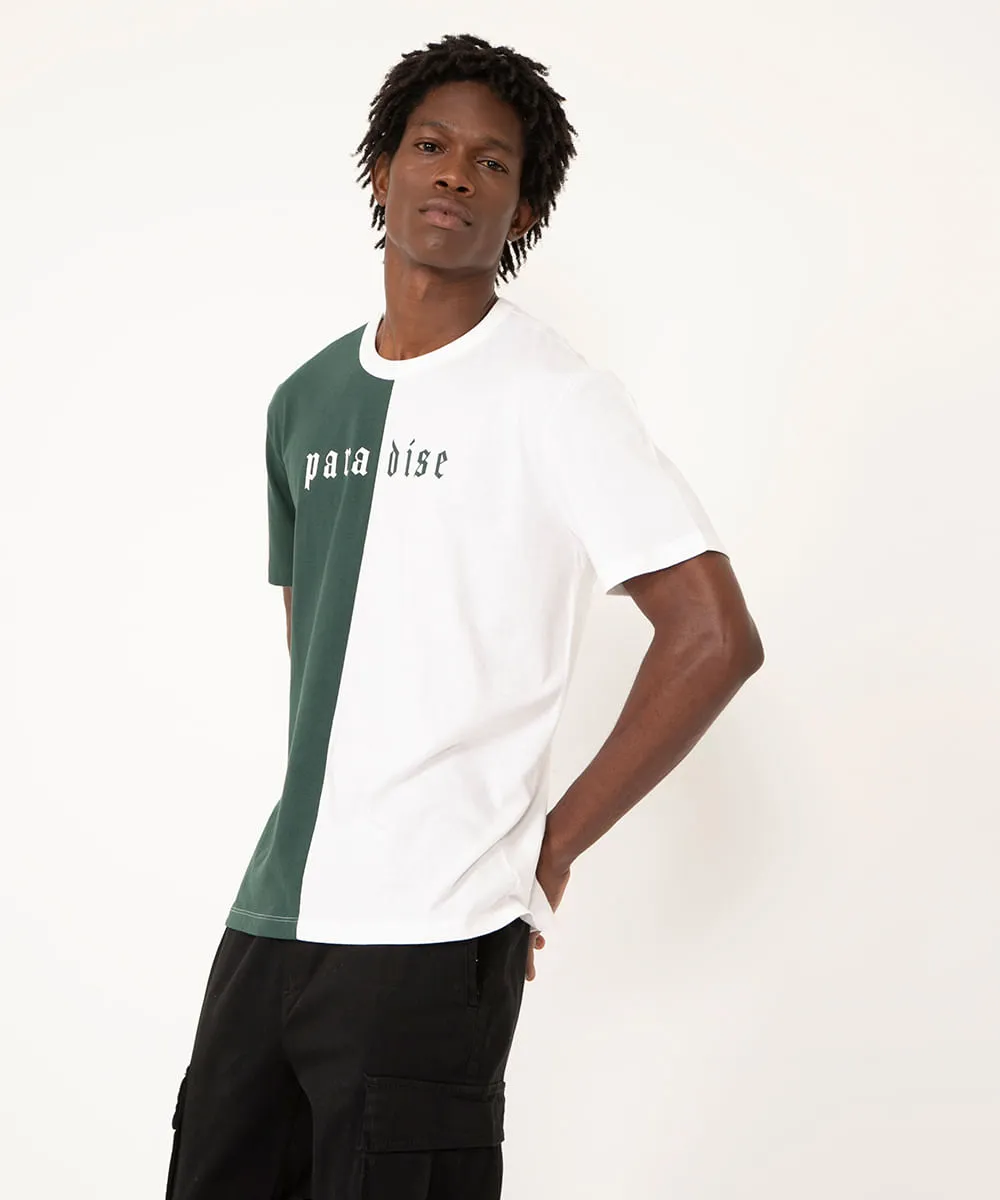 camiseta de algodão manga curta bicolor paradise verde