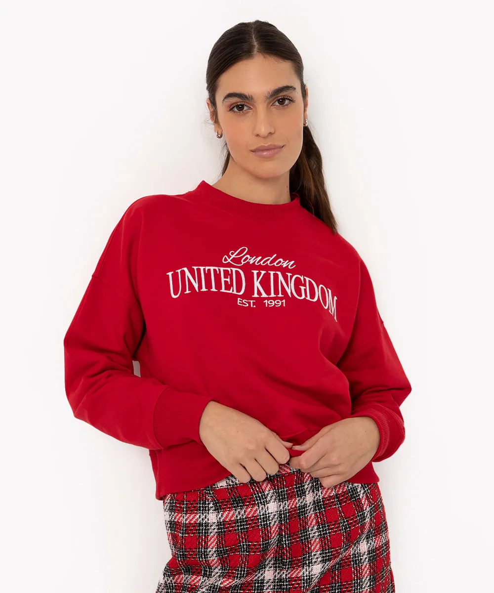 blusão de moletom manga longa united kingdom vermelho